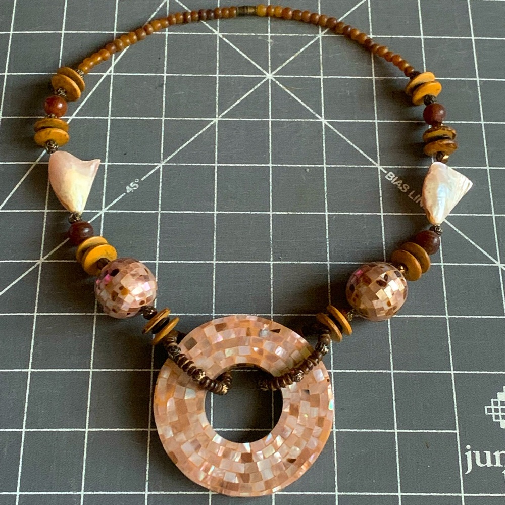 Vintage ~  Abalone Circular Necklace